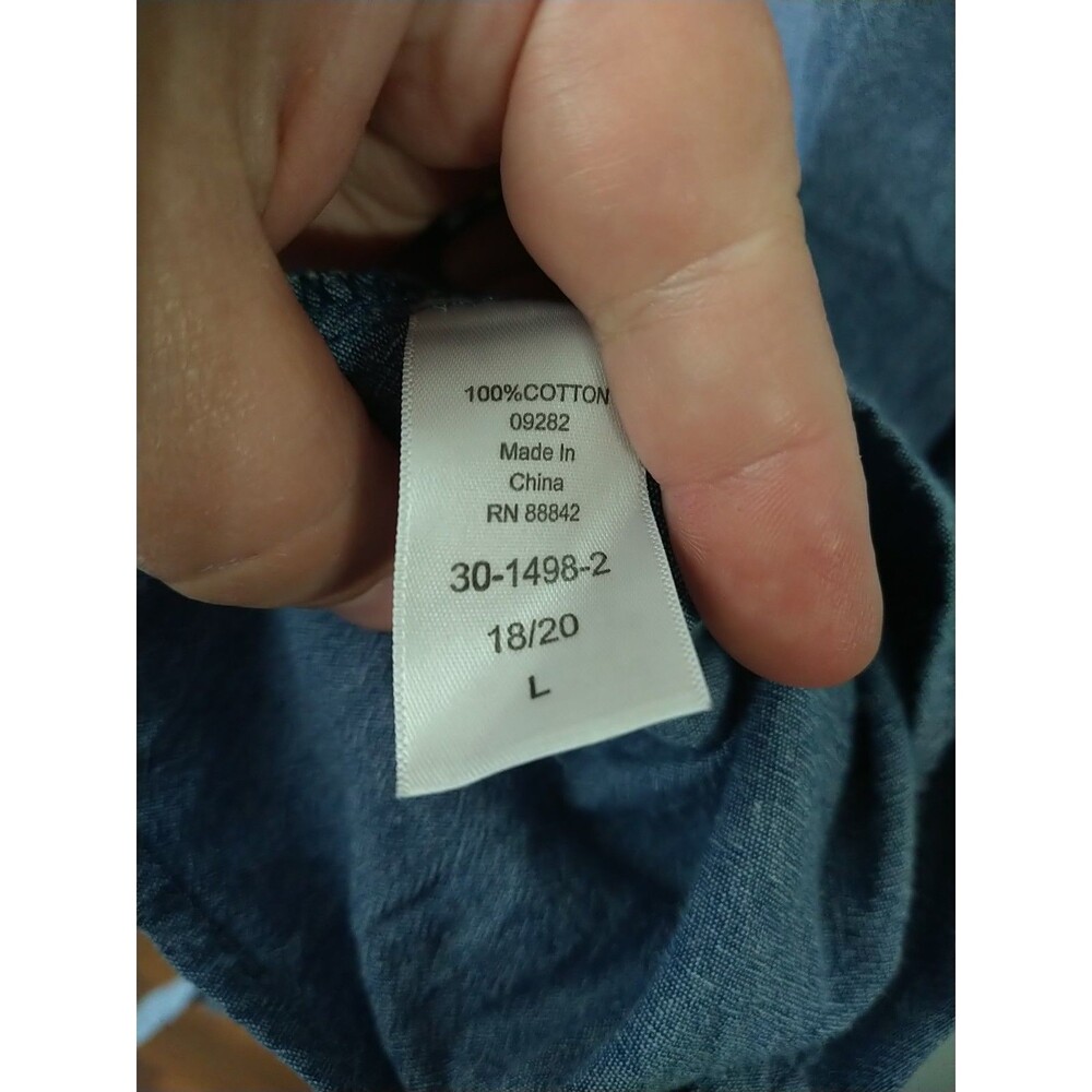 Woman Within 18/20 Blue Button Shirt Casual Denim Look LS - Picture 5 of 8